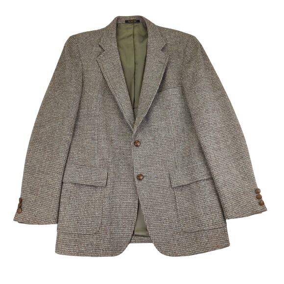 Vintage 1950s Harris‎ Tweed Two-button Blazer Jacket Sport Coat 44L Relaxed Fit - Picture 1 of 10